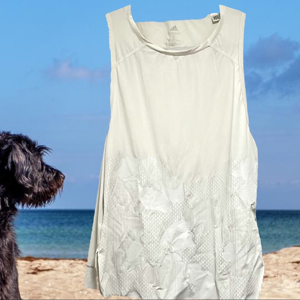 Adidas Stella McCartney Womens Tank Top Small White Shirt Stretch Back Cutout.